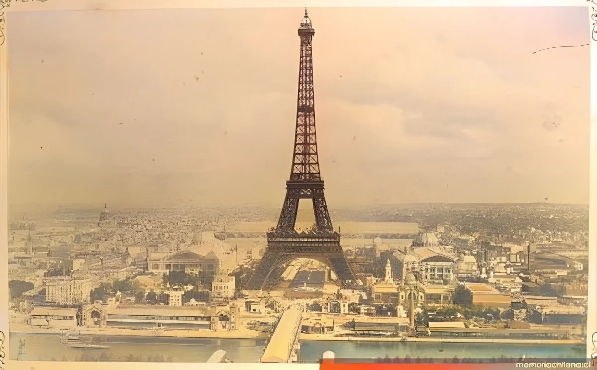 Vista general de París y la Torre Eiffel desde el Palacio Trocadero, 1889 — 1889 | Chile de Ayer