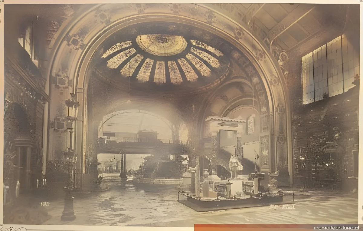 Vestíbulo y cúpula del Palacio de Industrias Diversas, 1889 — 1889 | Chile de Ayer