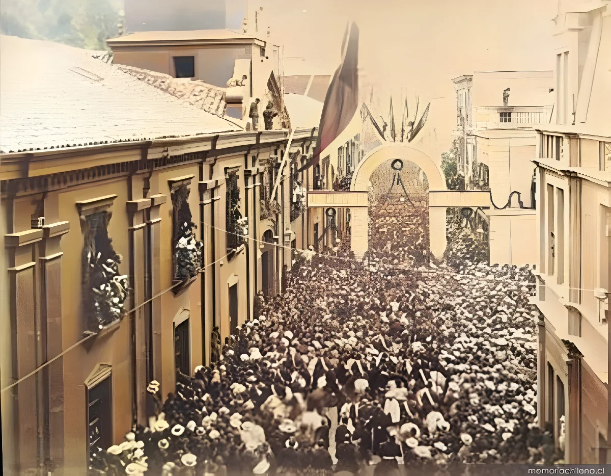Recepción del General Baquedano y el Ejército en Valparaíso, hacia 1881 — 1881 | Chile de Ayer
