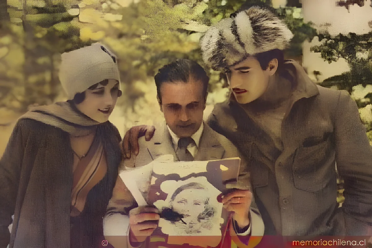 Carlos Borcosque junto a Rosita Ballestero y Gilbert Roland, ca. 1930 — 1930 | Chile de Ayer