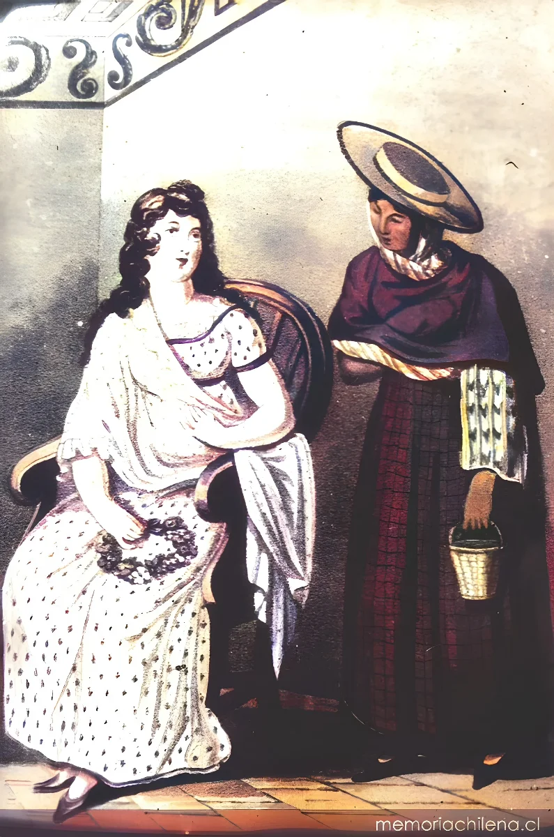 Dama de la aristocracia chilena con su mucama, 1900 — 1900 | Chile de Ayer