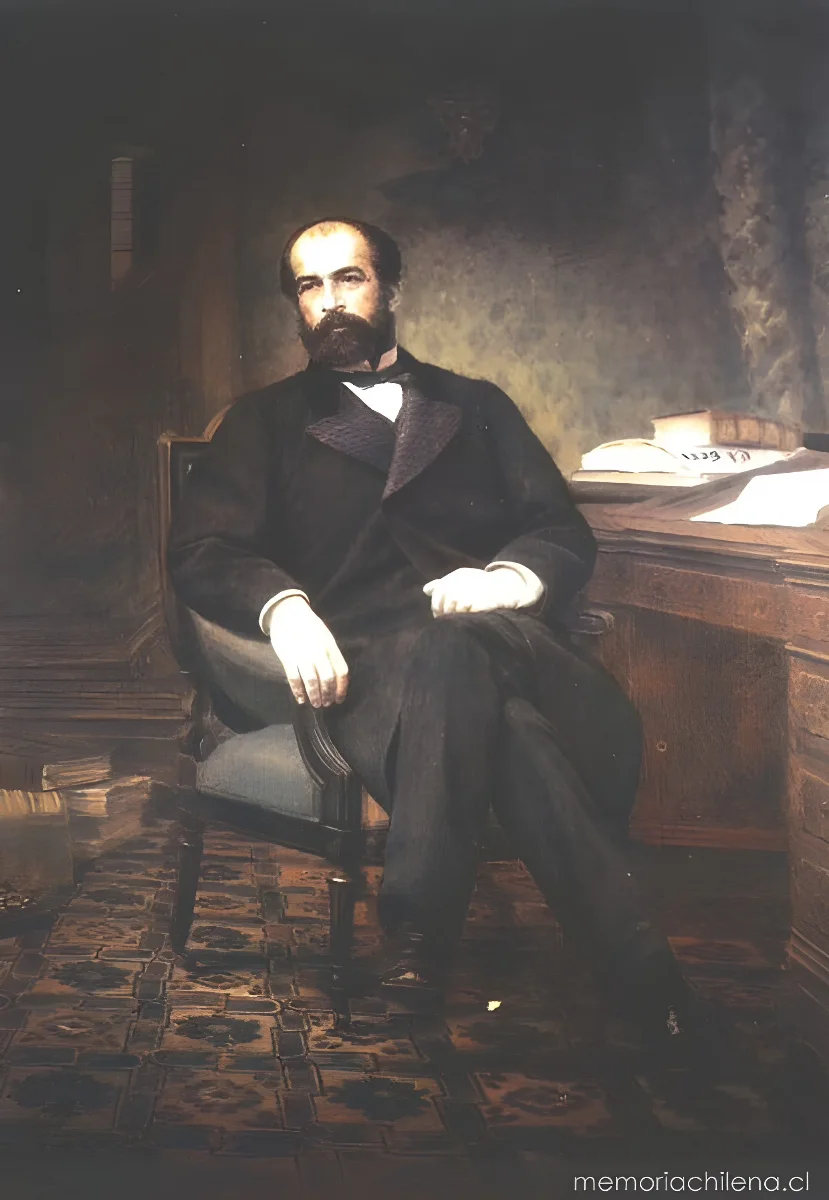 Federico Errázuriz Zañartu en escritorio con documentos — 1900 | Chile de Ayer