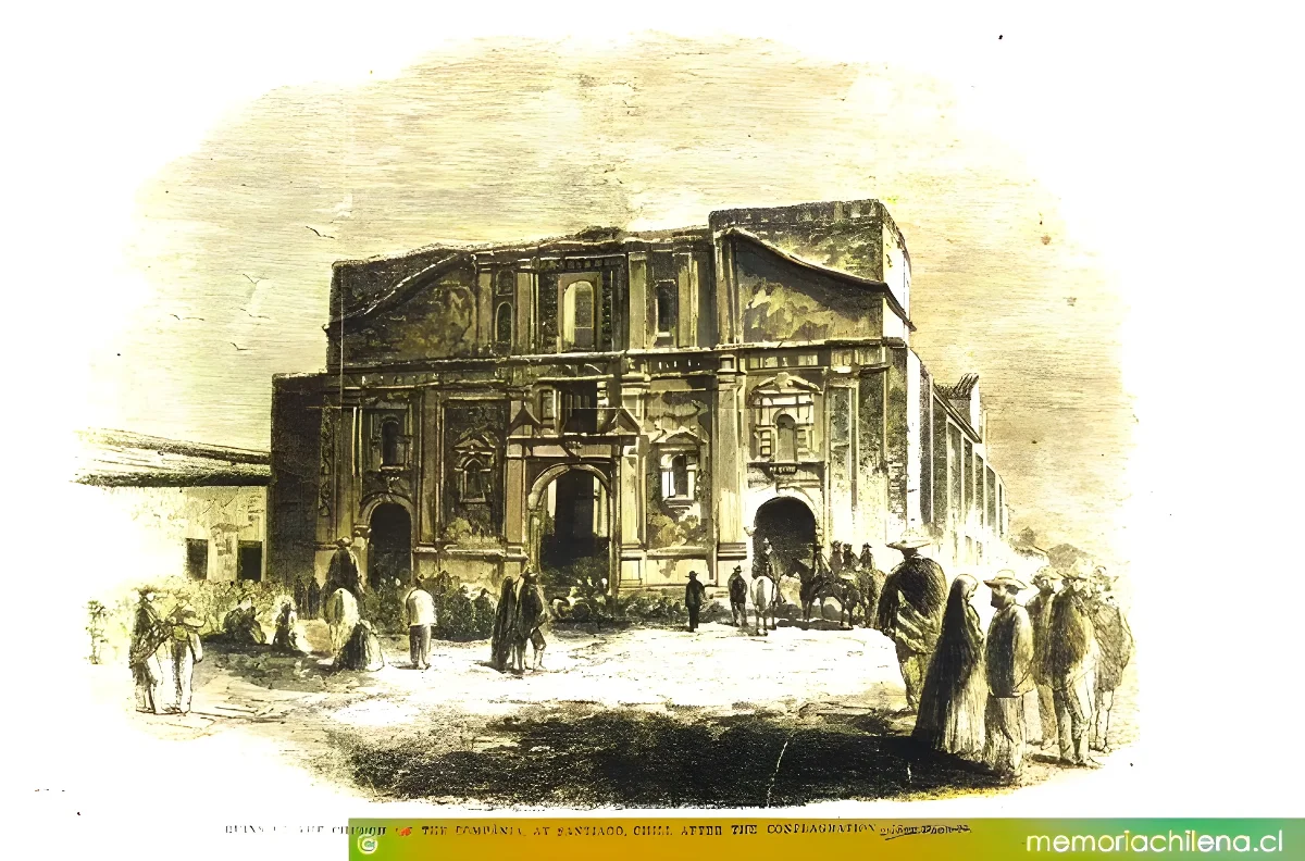 Ruinas de la Iglesia de la Compañía de Santiago después del incendio — 1900 | Chile de Ayer