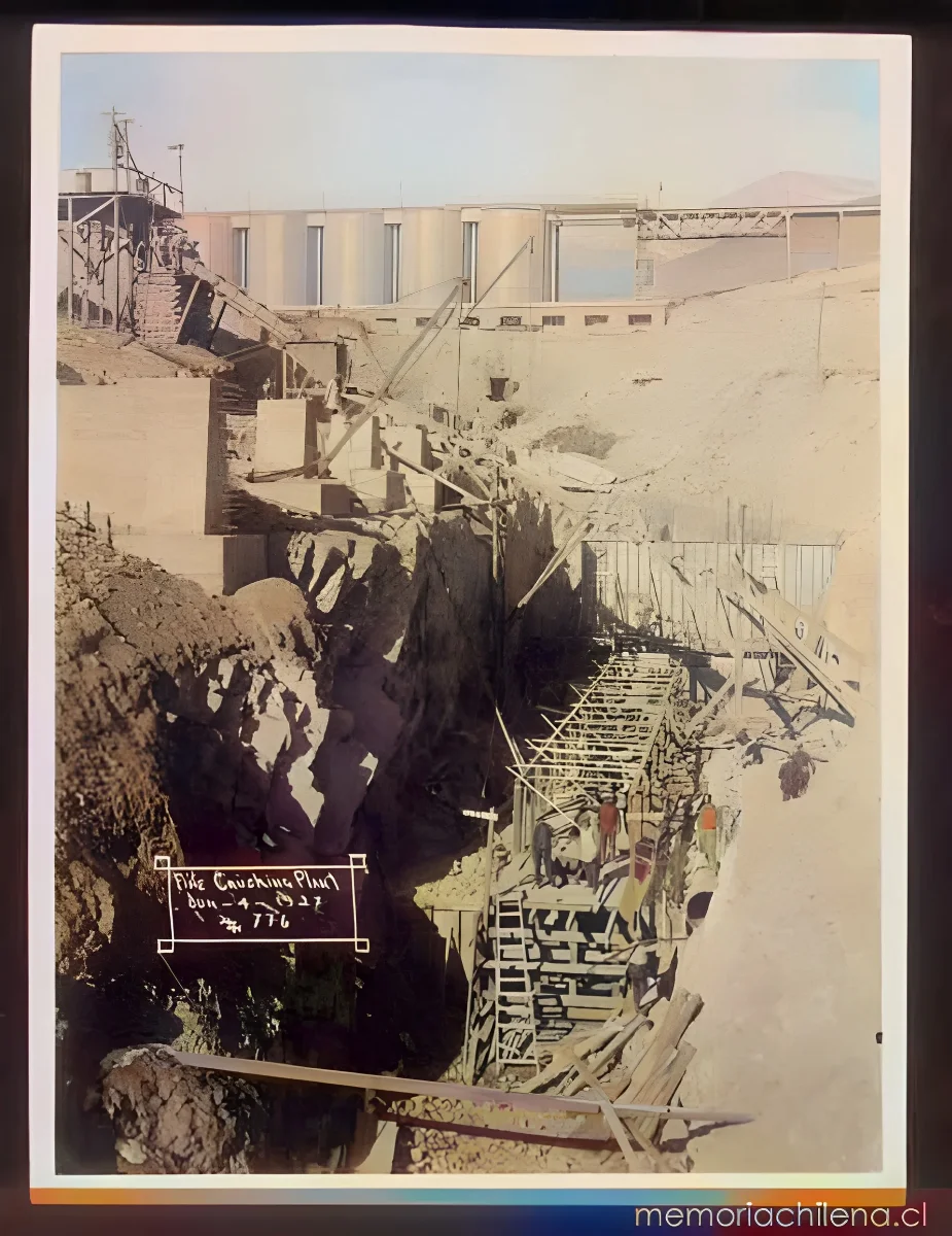 Potrerillos: primeras excavaciones para construcción de molino secundario, hacia 1927 — 1927 | Chile de Ayer