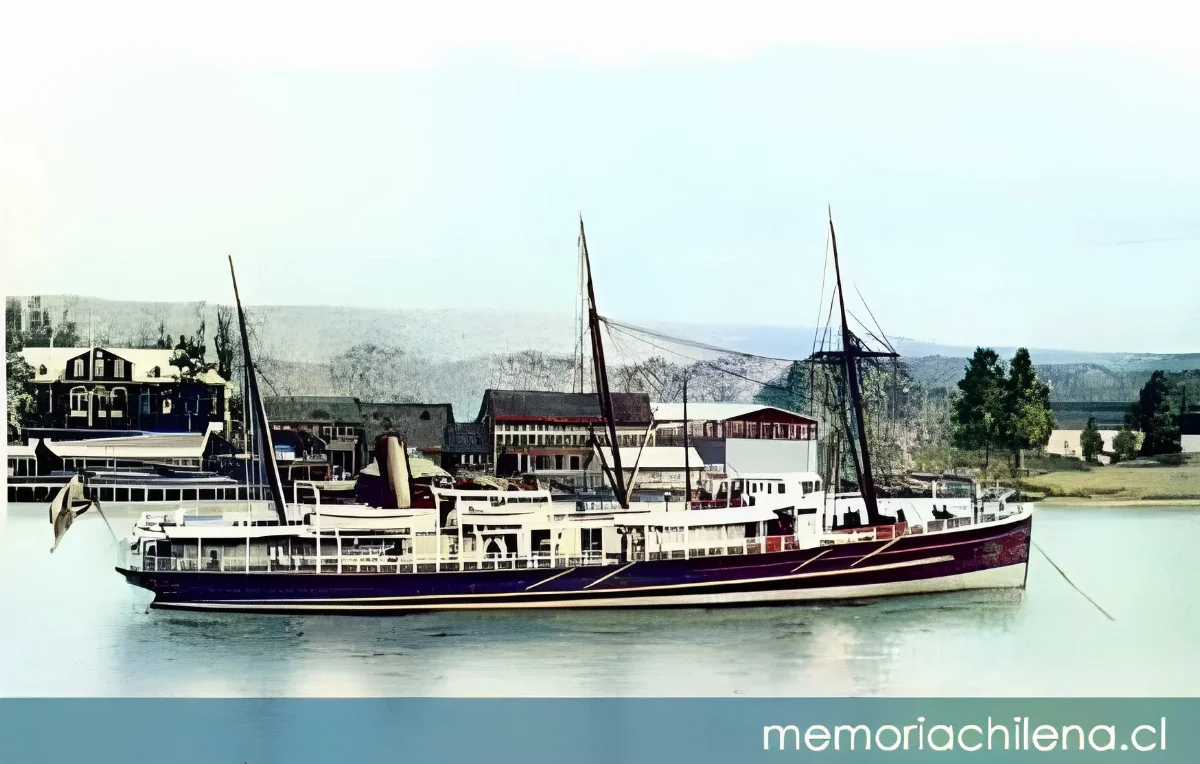 Compañía industrial en 1880. Vapor " — 1880 | Chile de Ayer