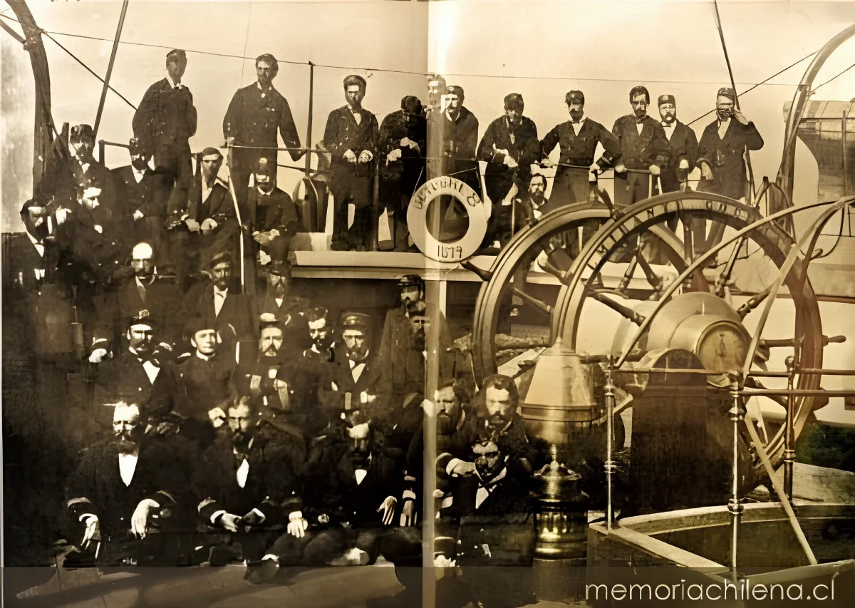 Oficialidad del acorazado Cochrane, Combate Naval de Angamos, 1879 — 1879 | Chile de Ayer