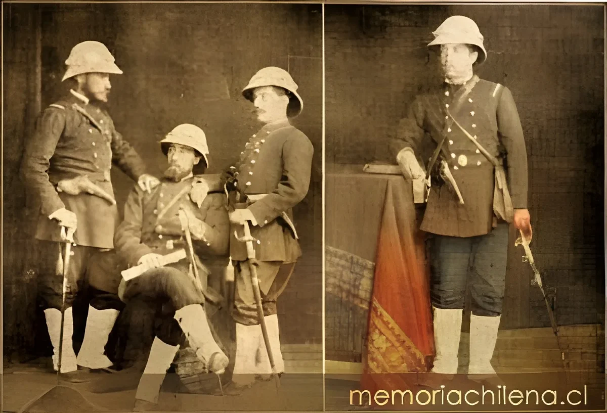 Oficiales del 3° de Línea, hacia 1880 — 1880 | Chile de Ayer