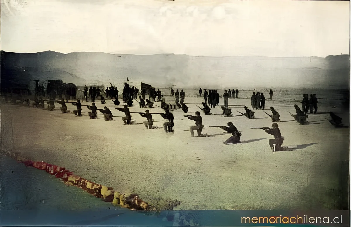 Práctica de tiro, hacia 1880 — 1879 | Chile de Ayer