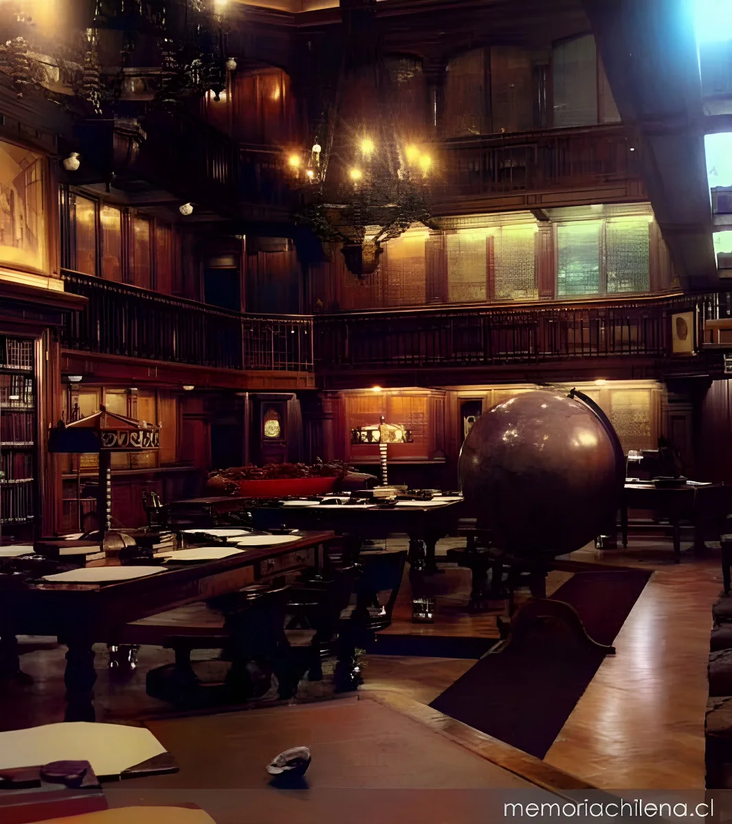 Vista interior de la Sala de lectura de la Sala Medina en la Biblioteca Nacional, hacia 1930 — 1930 | Chile de Ayer
