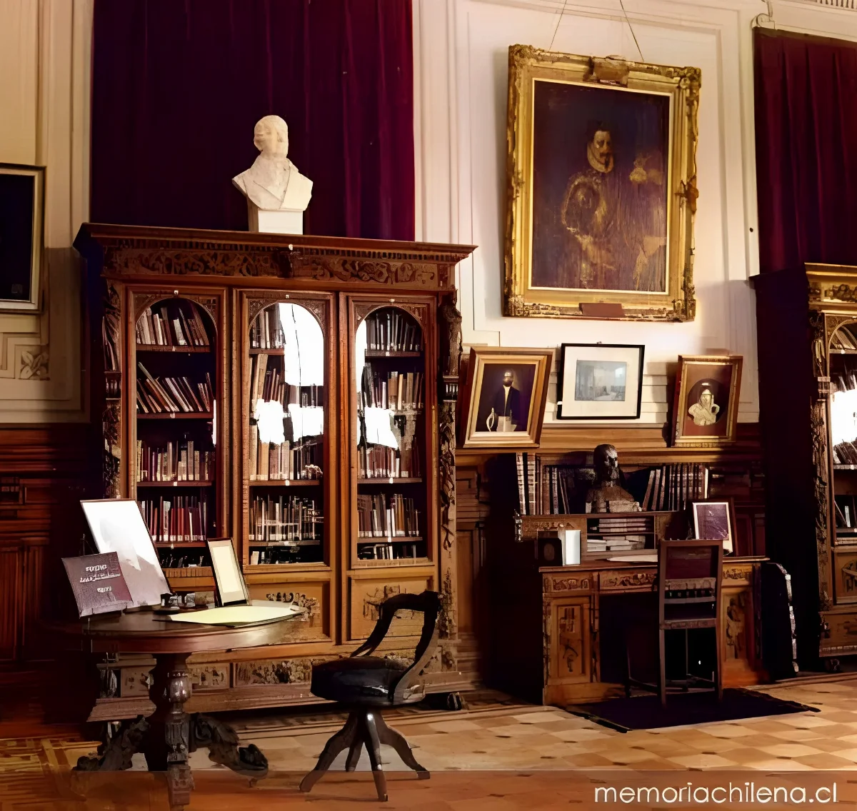 Sala del Conservador de la Sala Medina en la Biblioteca Nacional, hacia 1930 — 1930 | Chile de Ayer