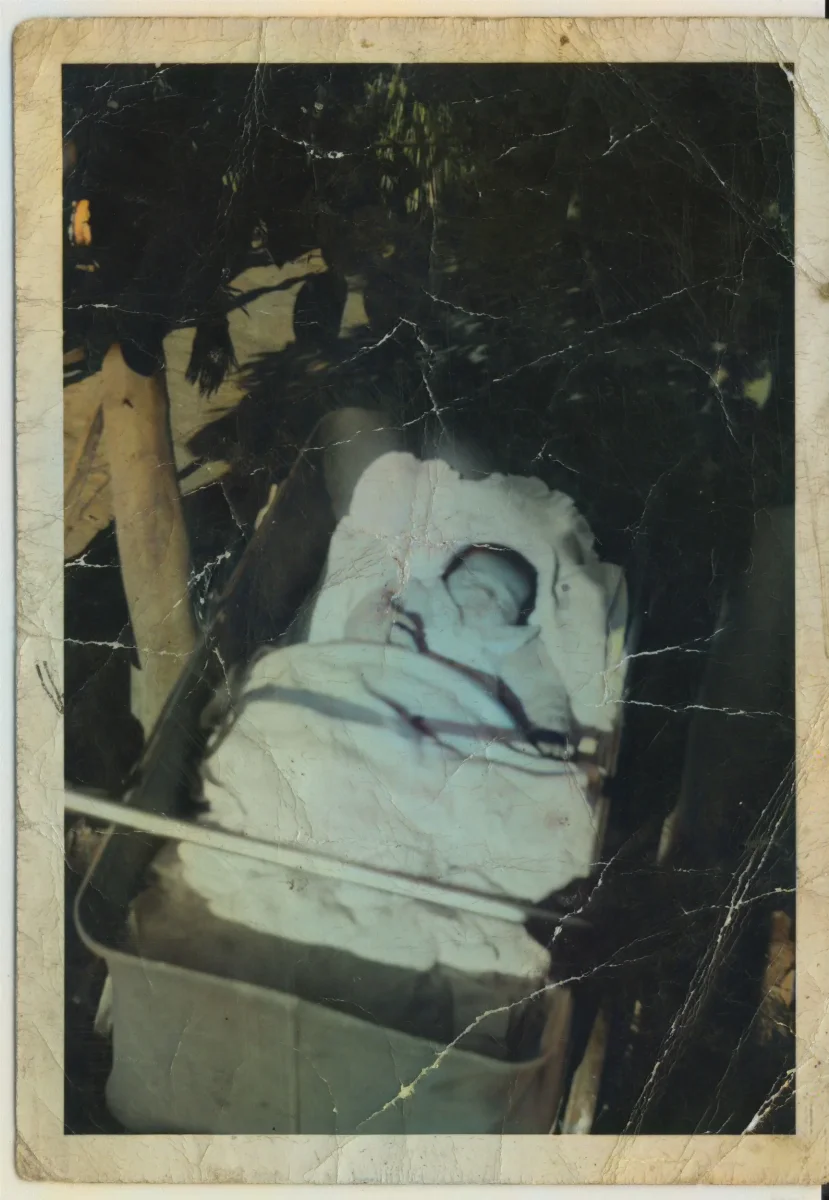 Bebé en coche, un mes de vida — Pocuro — 1964 | Chile de Ayer
