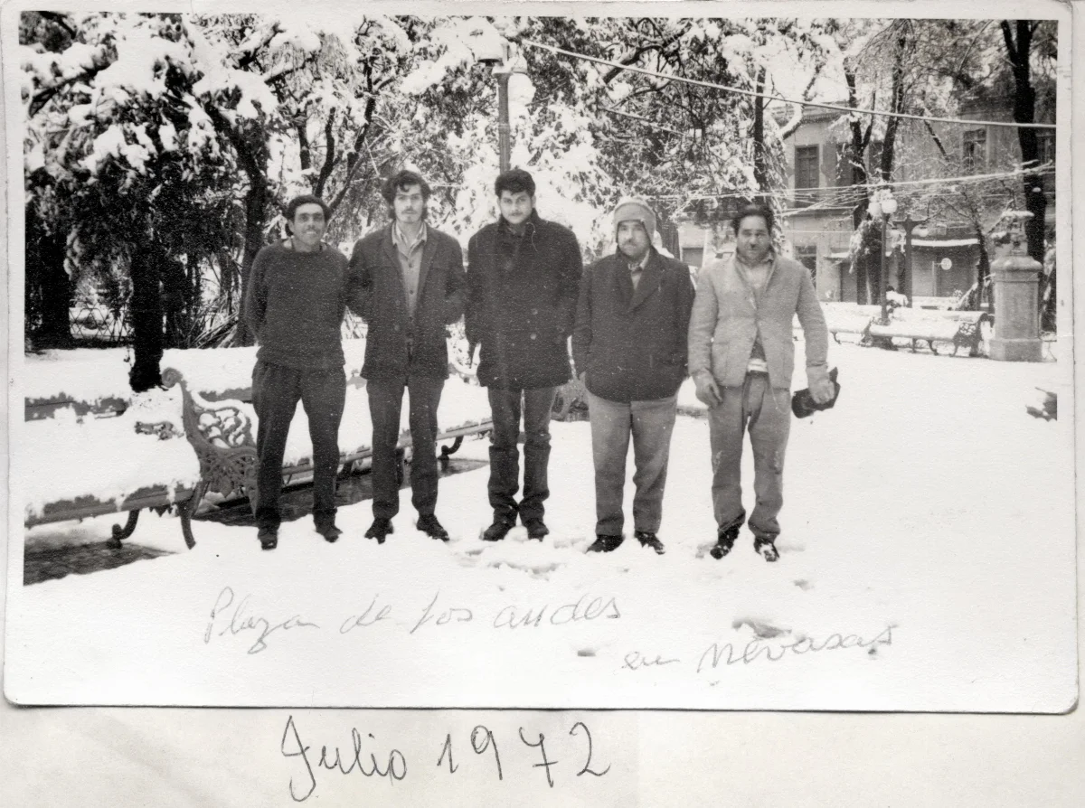 Plaza de los Andes en nevadas — Los Andes — 1972 | Chile de Ayer