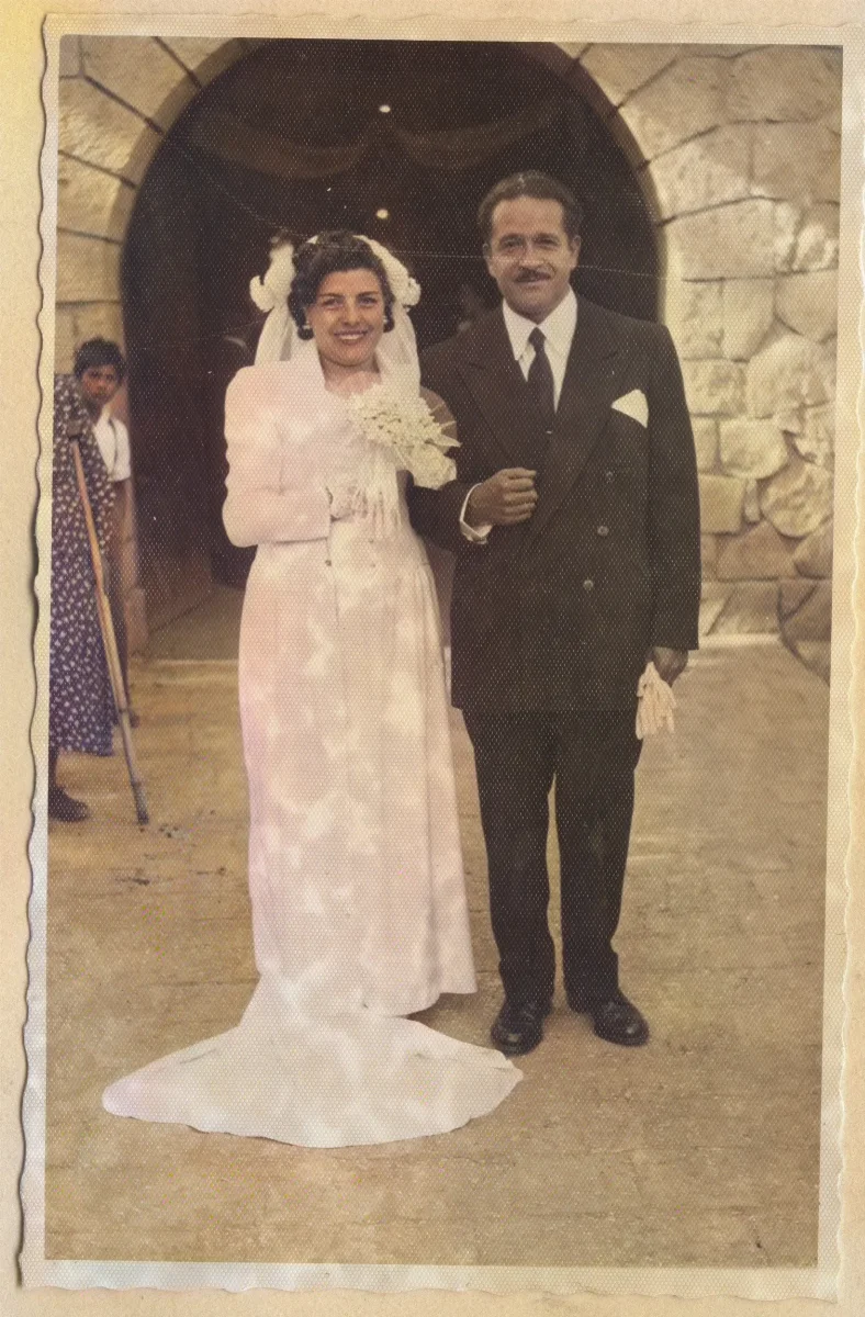 Recién casados matrimonio Contreras Vergara — Calle Larga — 1954 | Chile de Ayer