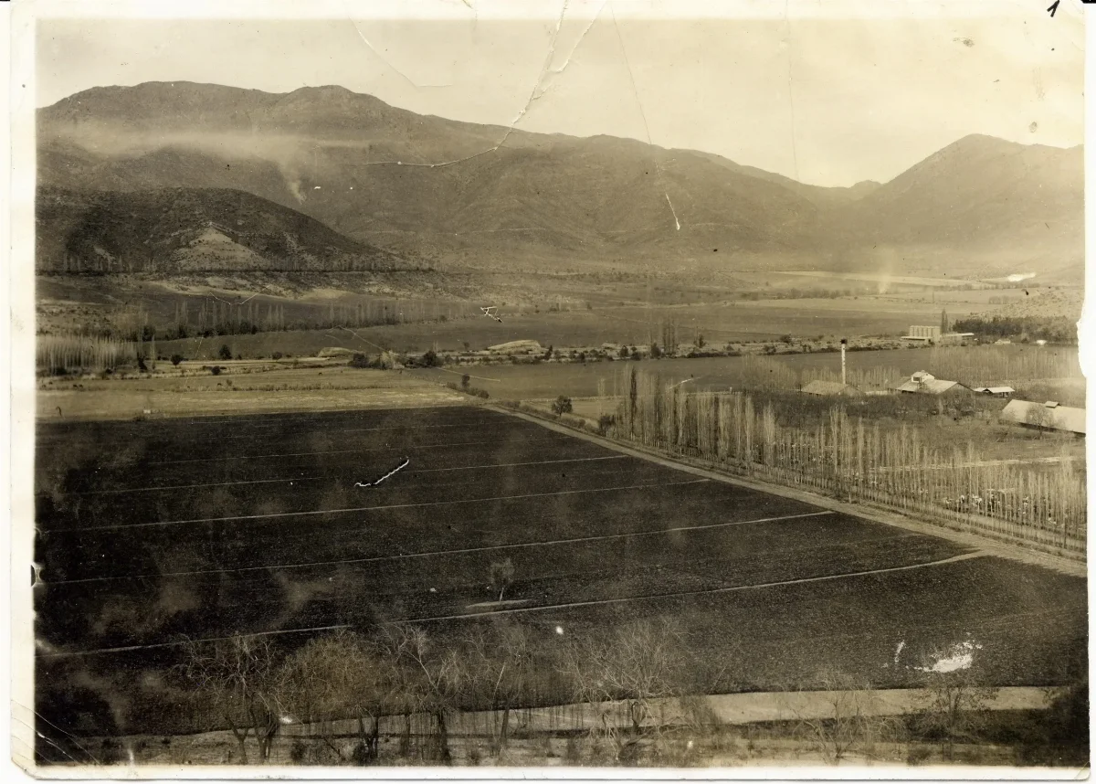 Vista aérea de la Hacienda San Vicente — Calle Larga — 1951 | Chile de Ayer