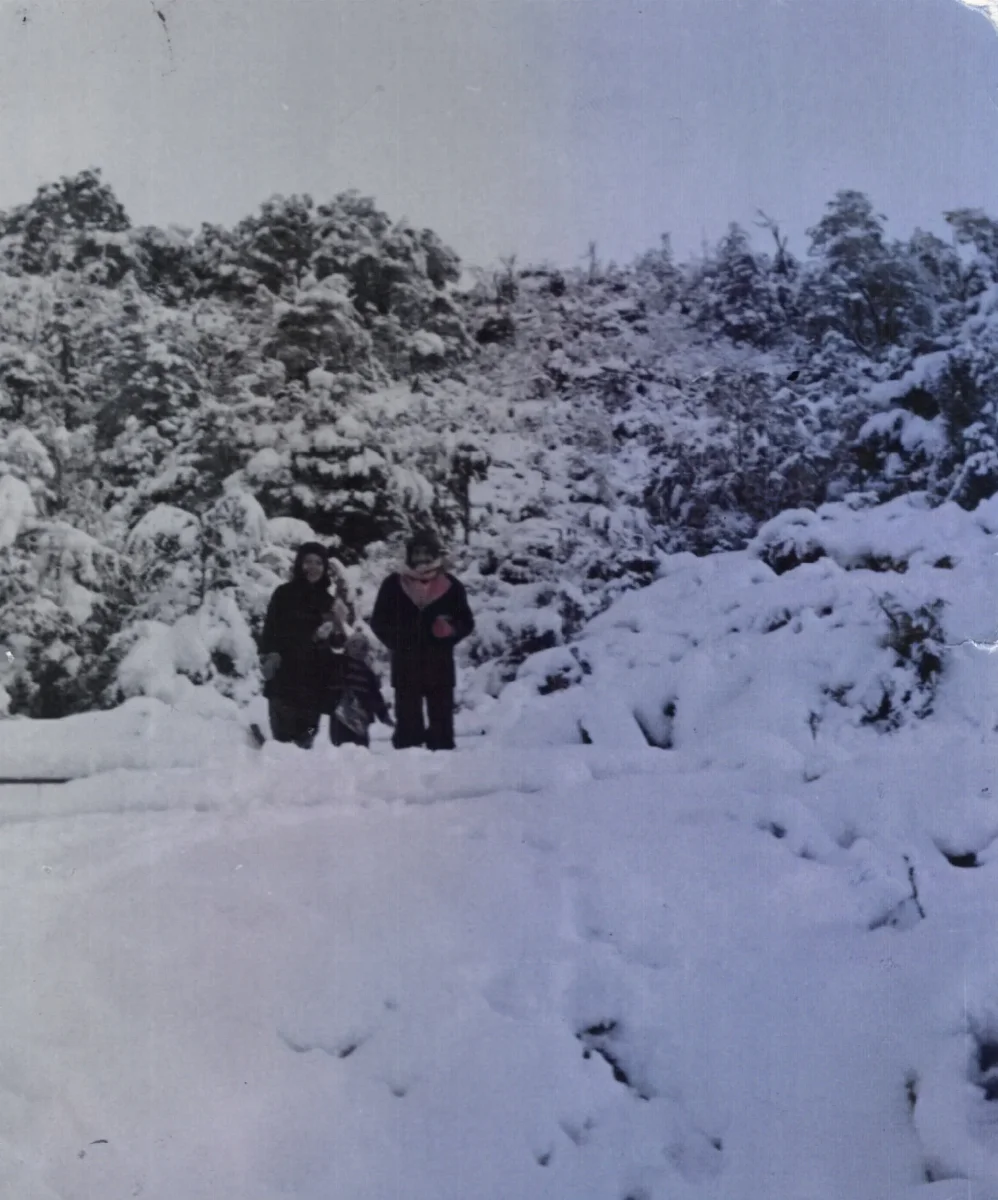 camino a antigua escuela, espacio donde hoy está iglesia catolica — Caleta Tortel — 1978 | Chile de Ayer