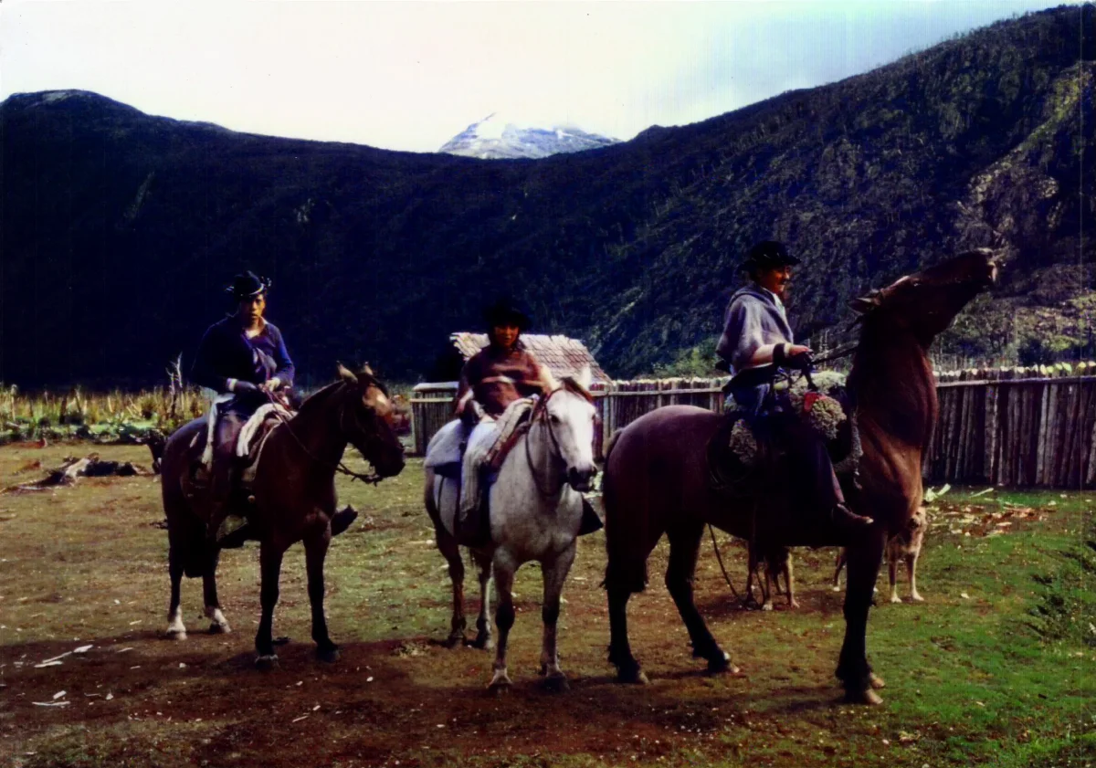 a caballo en sector lago vargas, campo de Don Sacarias Cruces — Lago Vargas — 1981 | Chile de Ayer