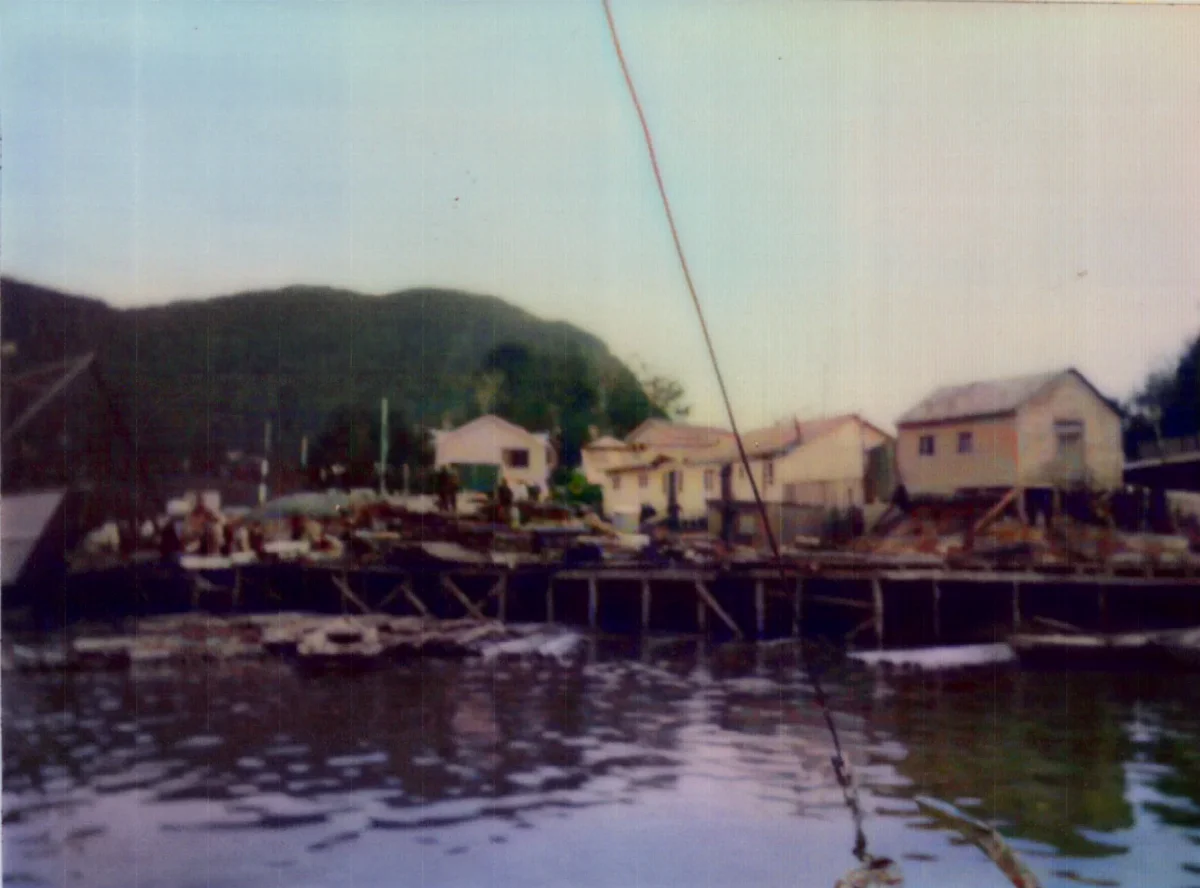 vista del sector centro — Caleta Tortel — aprox. 1980 | Chile de Ayer