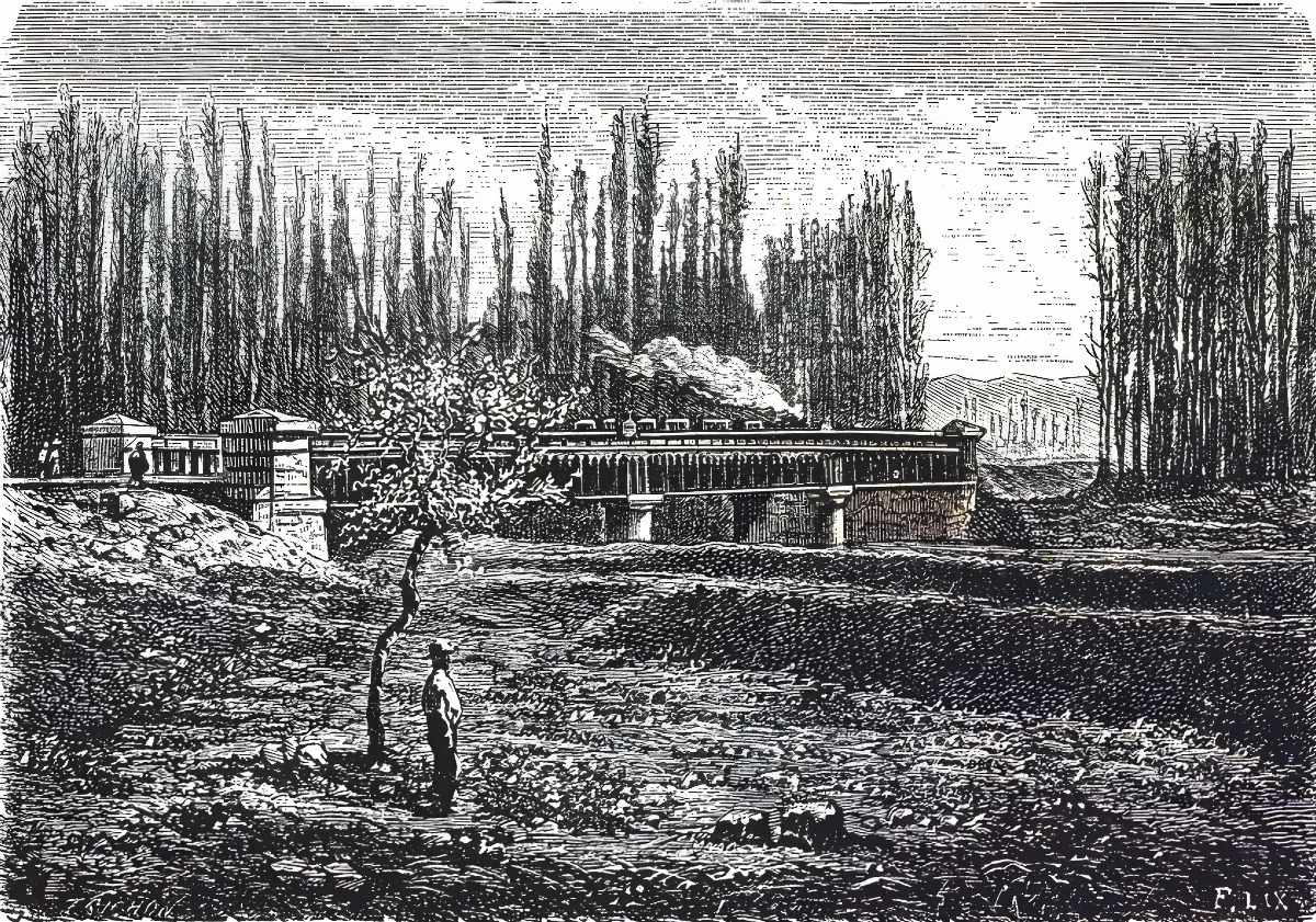 Santiago - Puente del ferrocarril sobre el Mapocho — 1872 | Chile de Ayer