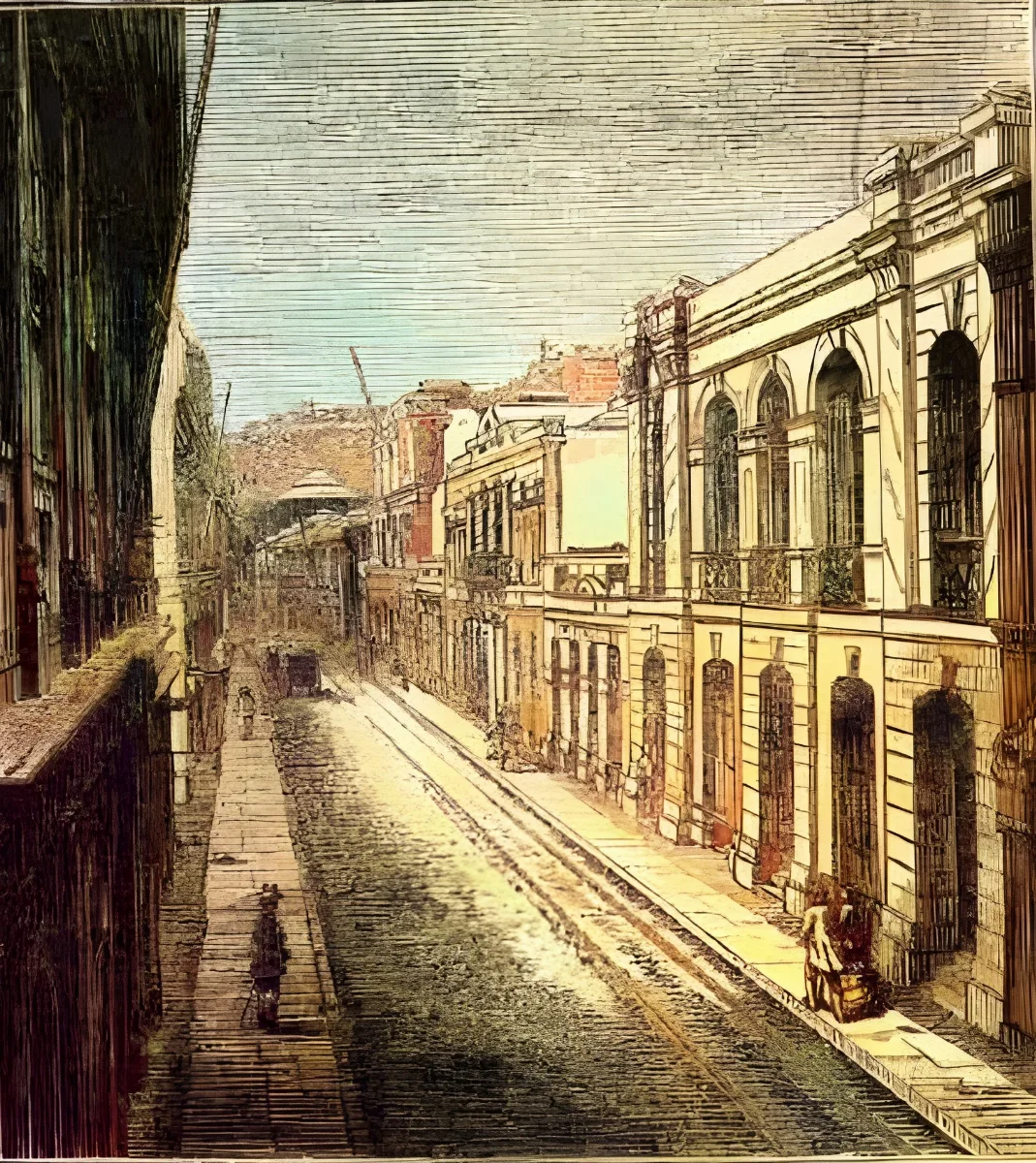 Valparaíso - Calle de la Planchada, costado sur — 1872 | Chile de Ayer