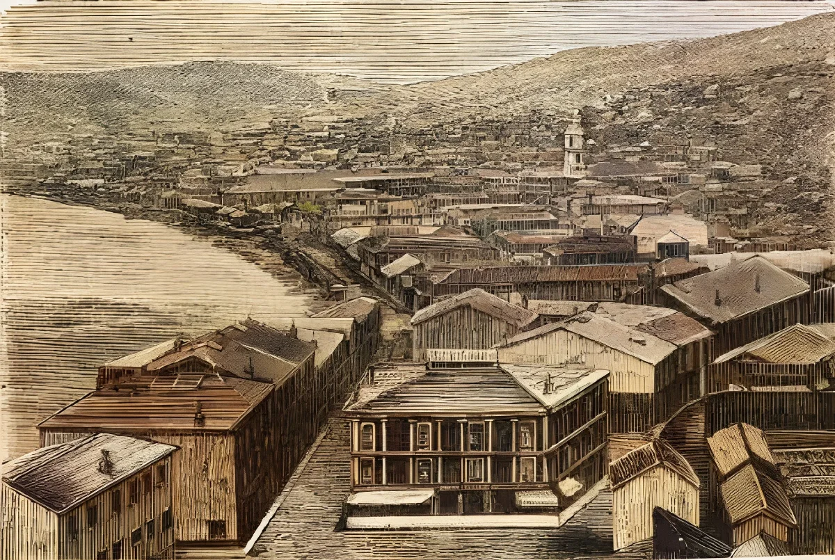 Valparaíso - Vista de la parte central de la ciudad — 1872 | Chile de Ayer