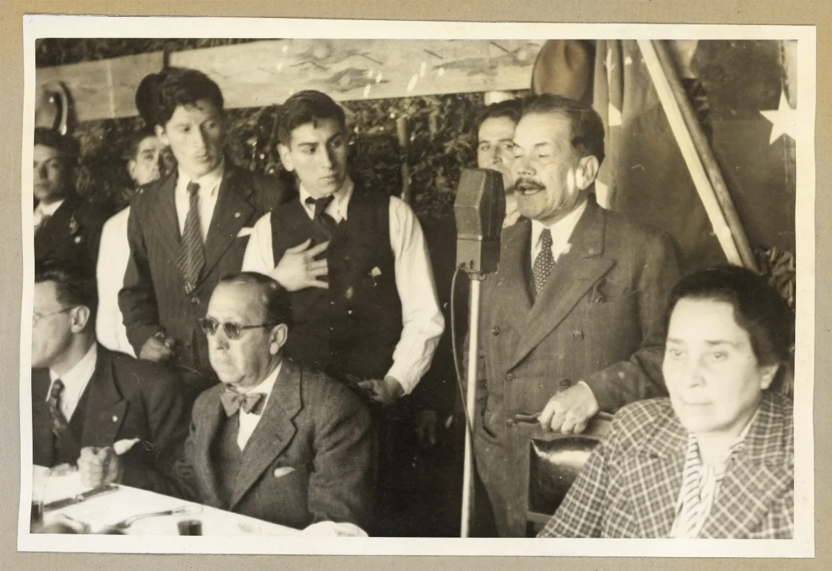 Presidente Pedro Aguirre Cerda en acto oficial en Lota — Lota — aprox. 1939 | Chile de Ayer