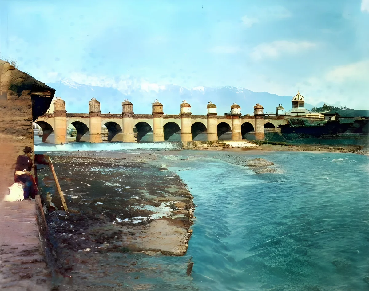 Puente Cal y Canto alrededor de 1870 — Puente Cal y Canto — 1870 | Chile de Ayer