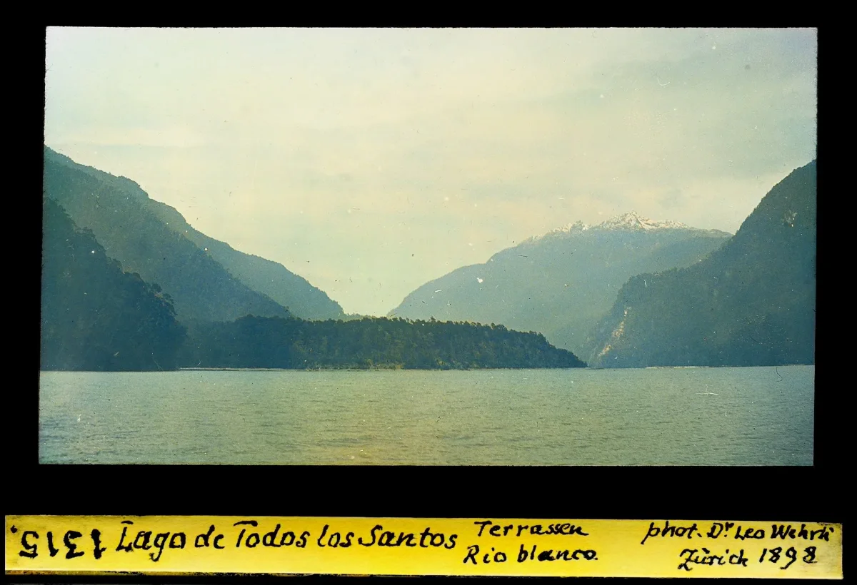 Lago de Todos los Santos, Terrassen, Rio Blanco — 1898 | Chile de Ayer