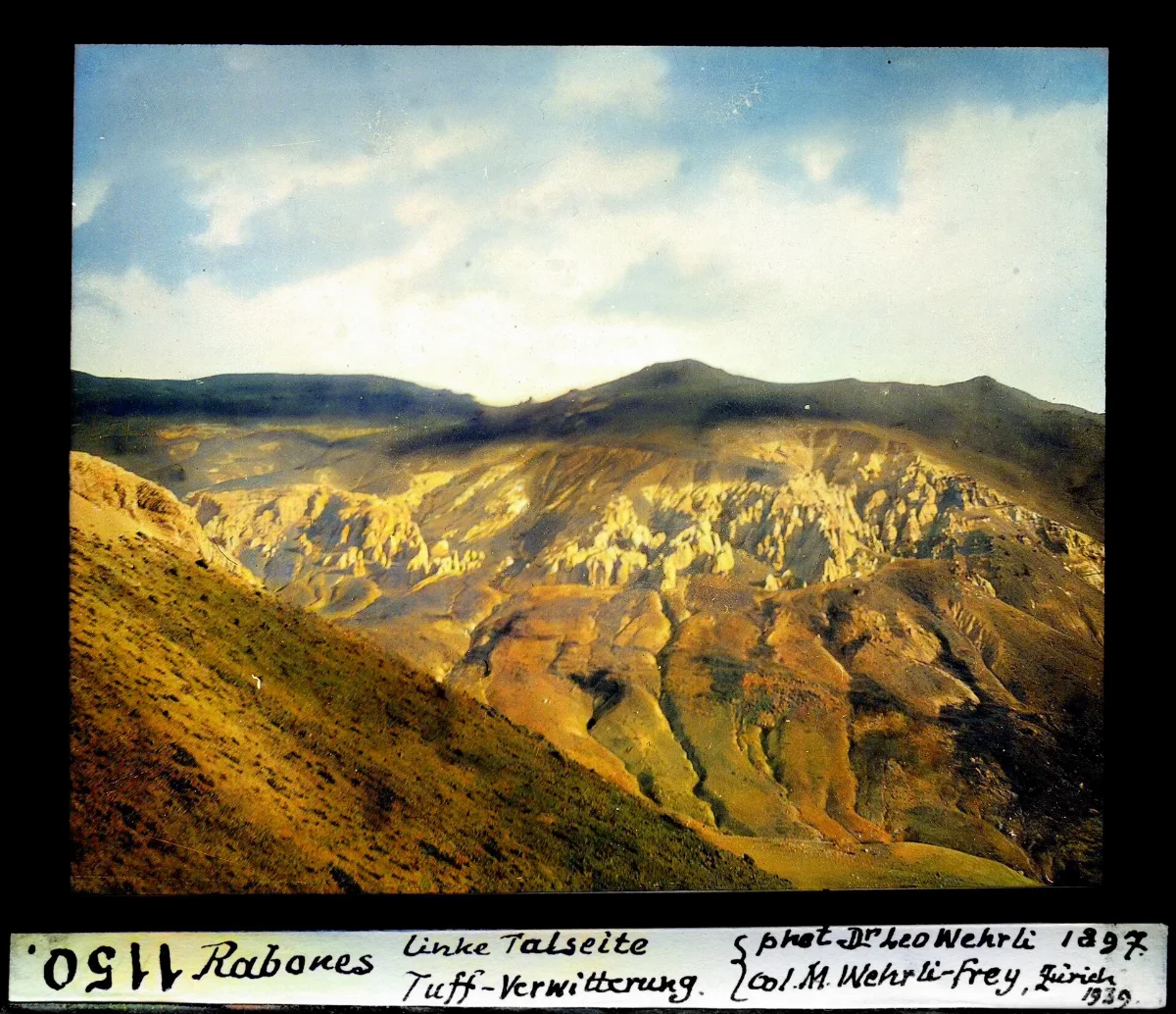 Rabones, linke Talseite, Tuff-Verwitterung — 1897 | Chile de Ayer