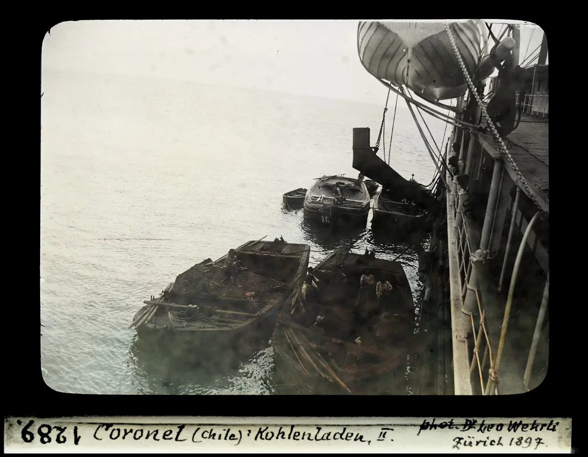Operaciones portuarias en Coronel, Chile — aprox. 1897–1940 | Chile de Ayer