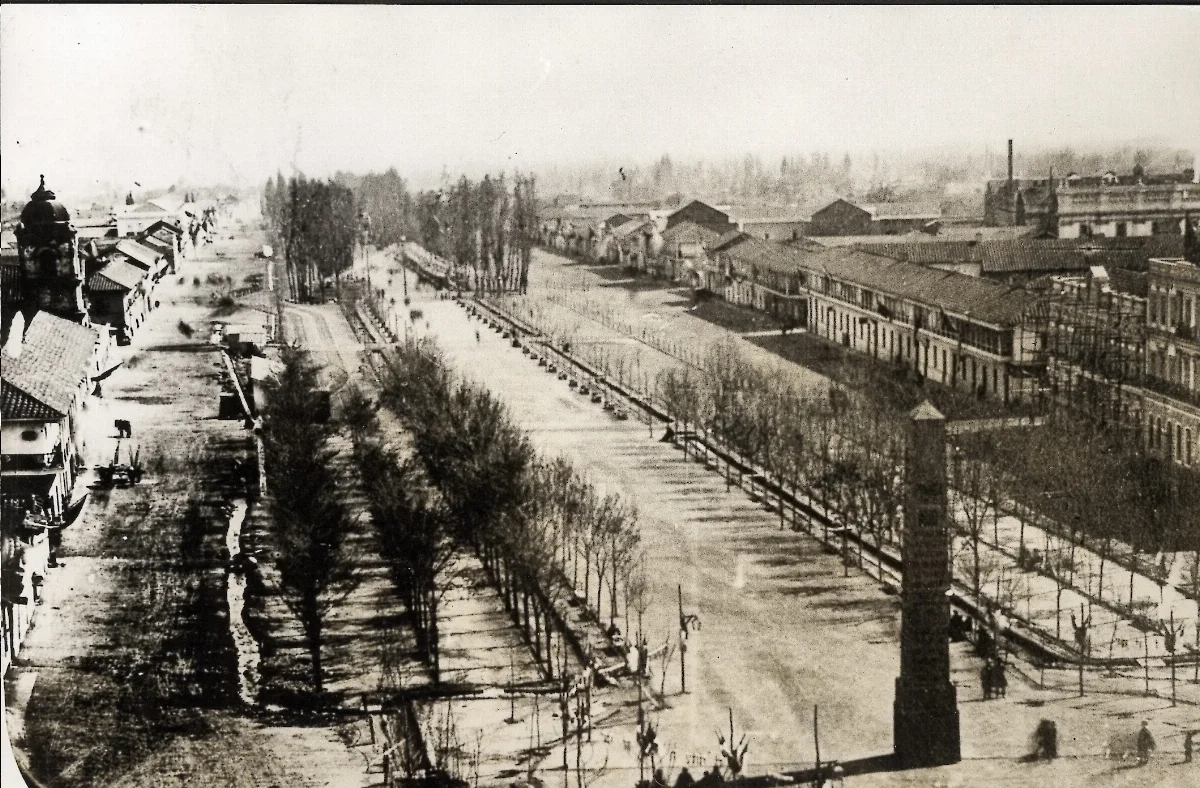 La Alameda alrededor de el año 1860 — Iglesia San Francisco — 1860 | Chile de Ayer