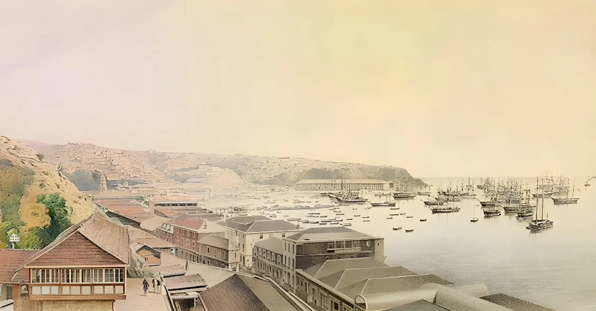 Valparaíso en el año 1854 — Calle Esmeralda — 1854 | Chile de Ayer