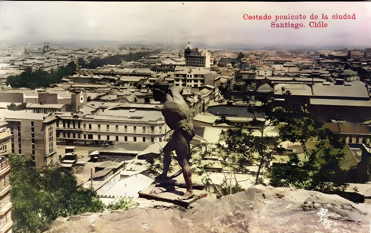 Vista de Santiago hacia el poniente en los años ’20s. — 1920 | Chile de Ayer