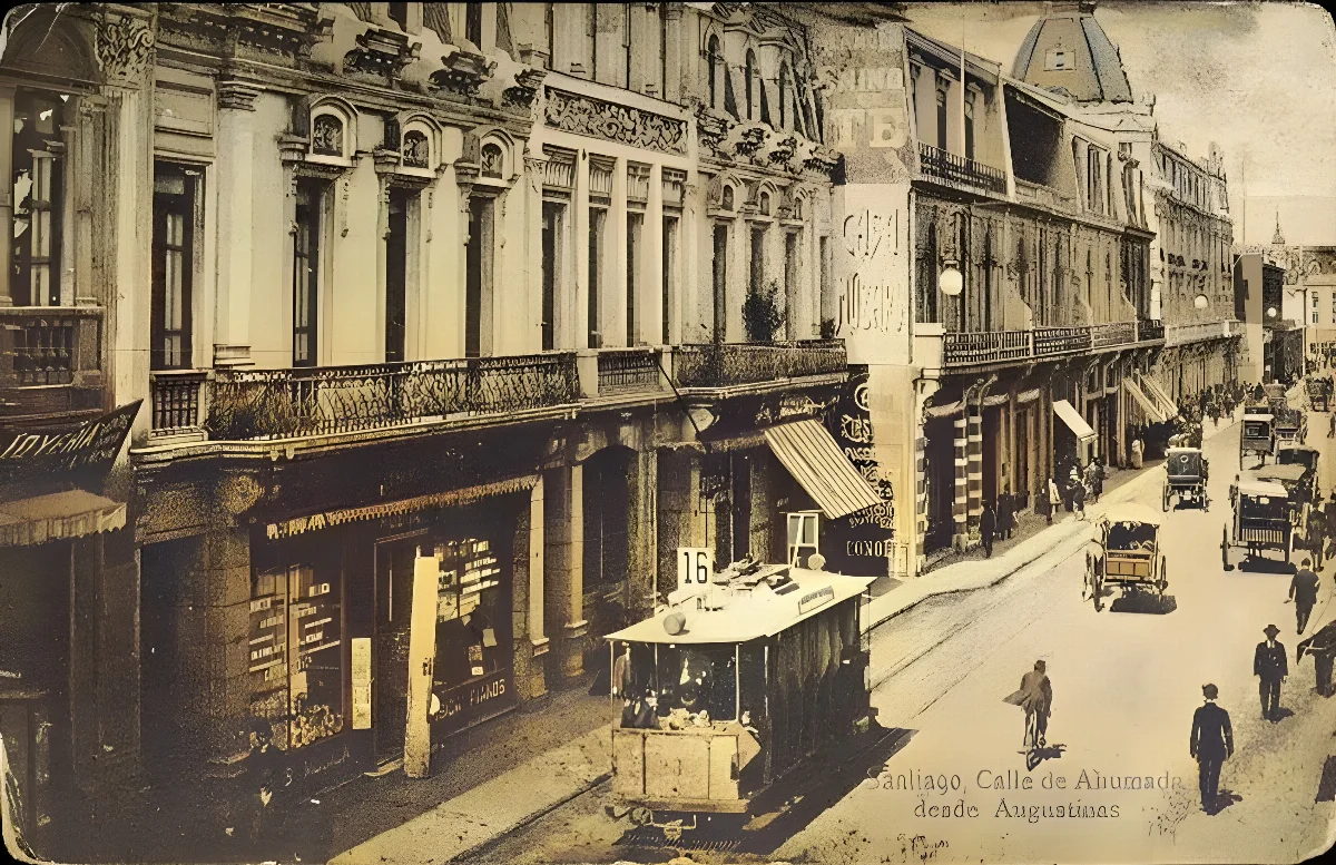 Calle de Ahumada desde Agustinas a principios de Siglo XX. — 1900 | Chile de Ayer