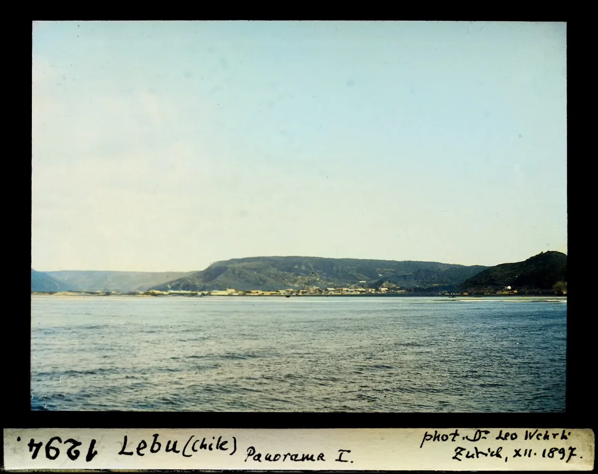 Lebu, panorama desde el mar — aprox. 1897–1940 | Chile de Ayer