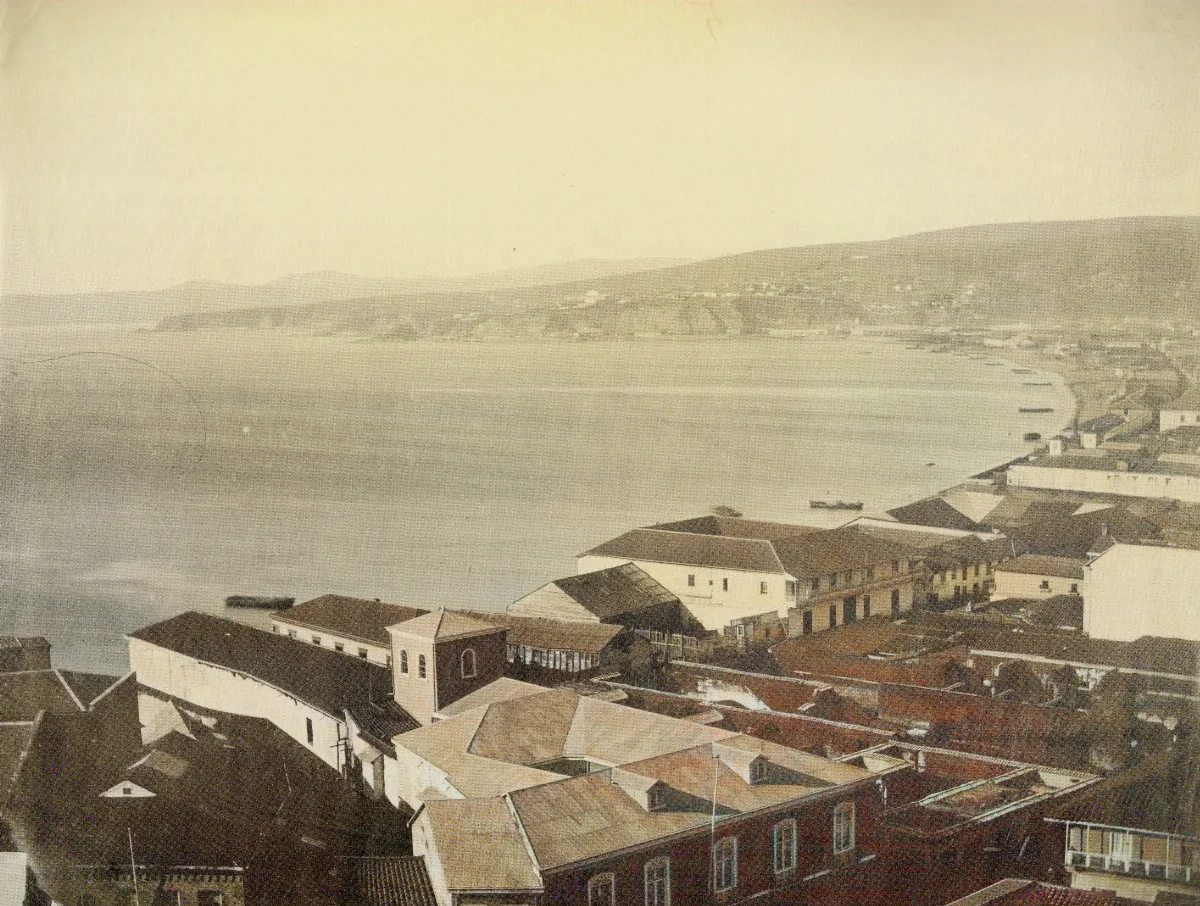 Vista de la Bahía de Valparaíso año 1870 — Bahía de Valparaíso — 1870 | Chile de Ayer