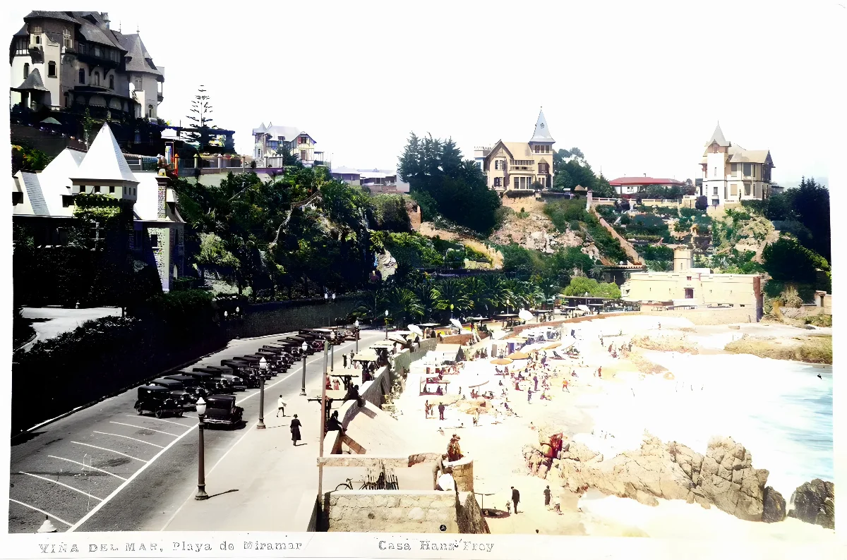 Viña del Mar, playa de Miramar circa 1920 — Playa Miramar — 1920 | Chile de Ayer