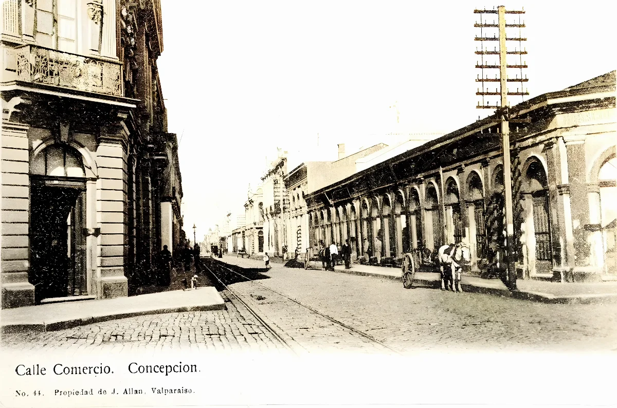 Calle Comercio de Concepción ca. 1910 — Calle Barros Arana — 1910 | Chile de Ayer