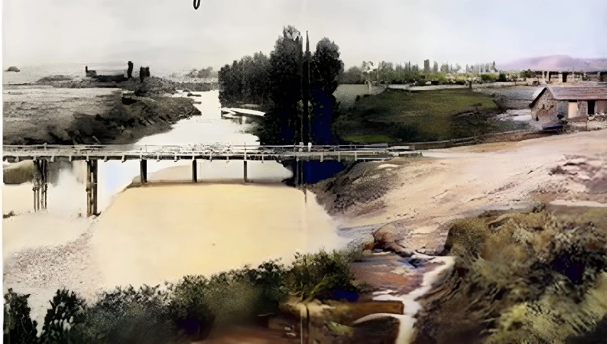 Rio Tutuven  en 1900 — Puente sobre el río Tutuvén — 1900 | Chile de Ayer