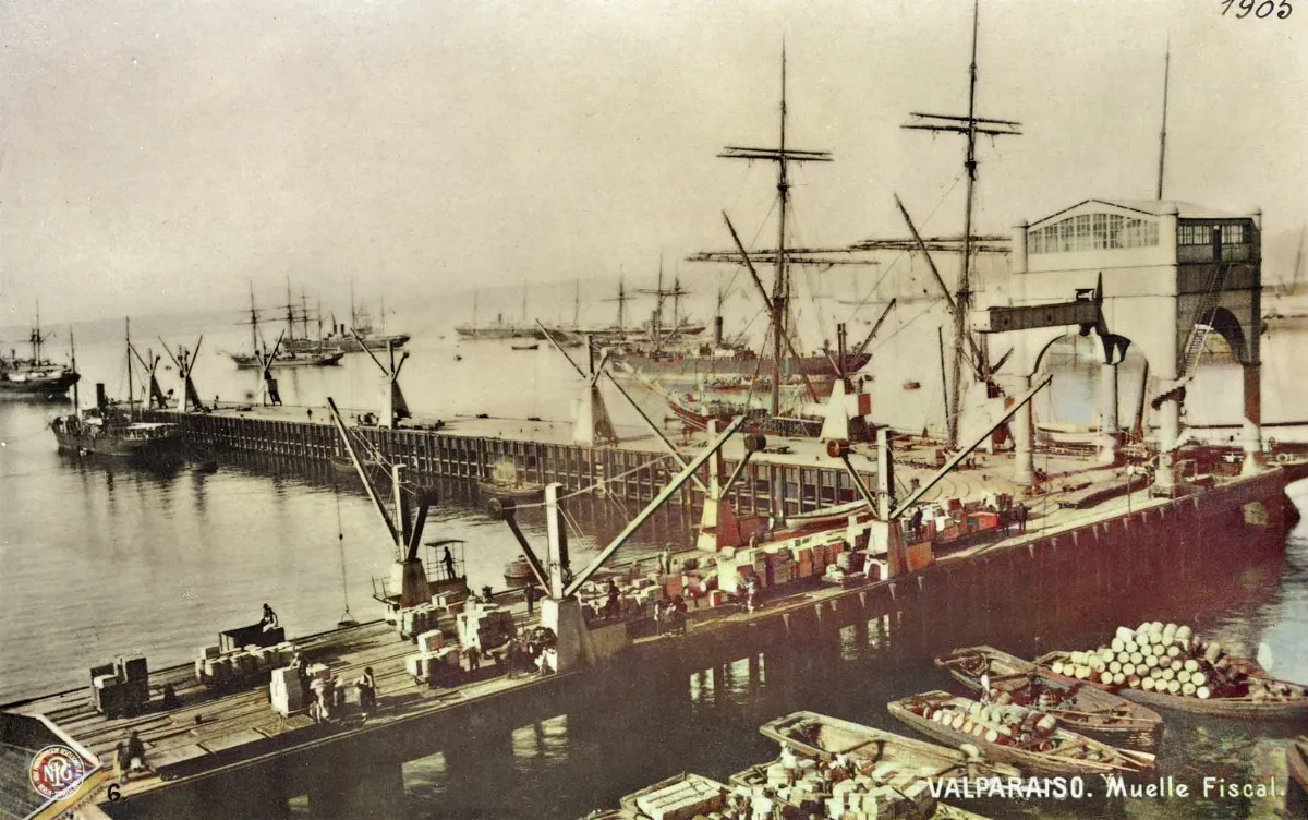 Muelle Fiscal de Valparaíso en 1905 — 1905 | Chile de Ayer
