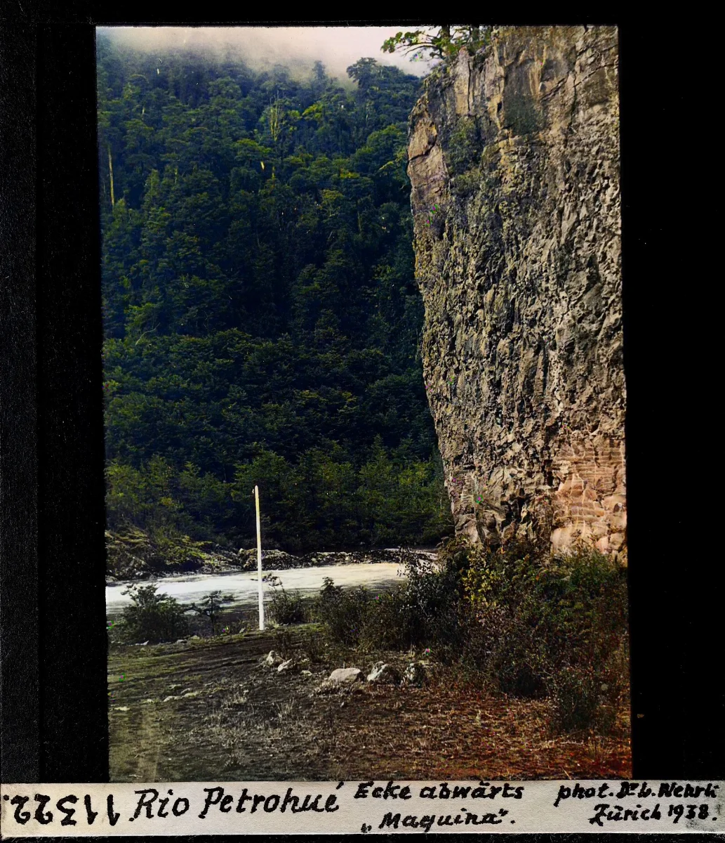 Río Petrohué, curva río abajo — aprox. 1938–1940 | Chile de Ayer