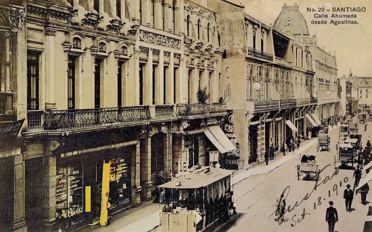 Calle Ahumada desde Agustinas en 1910 — Calle Ahumada — 1910 | Chile de Ayer
