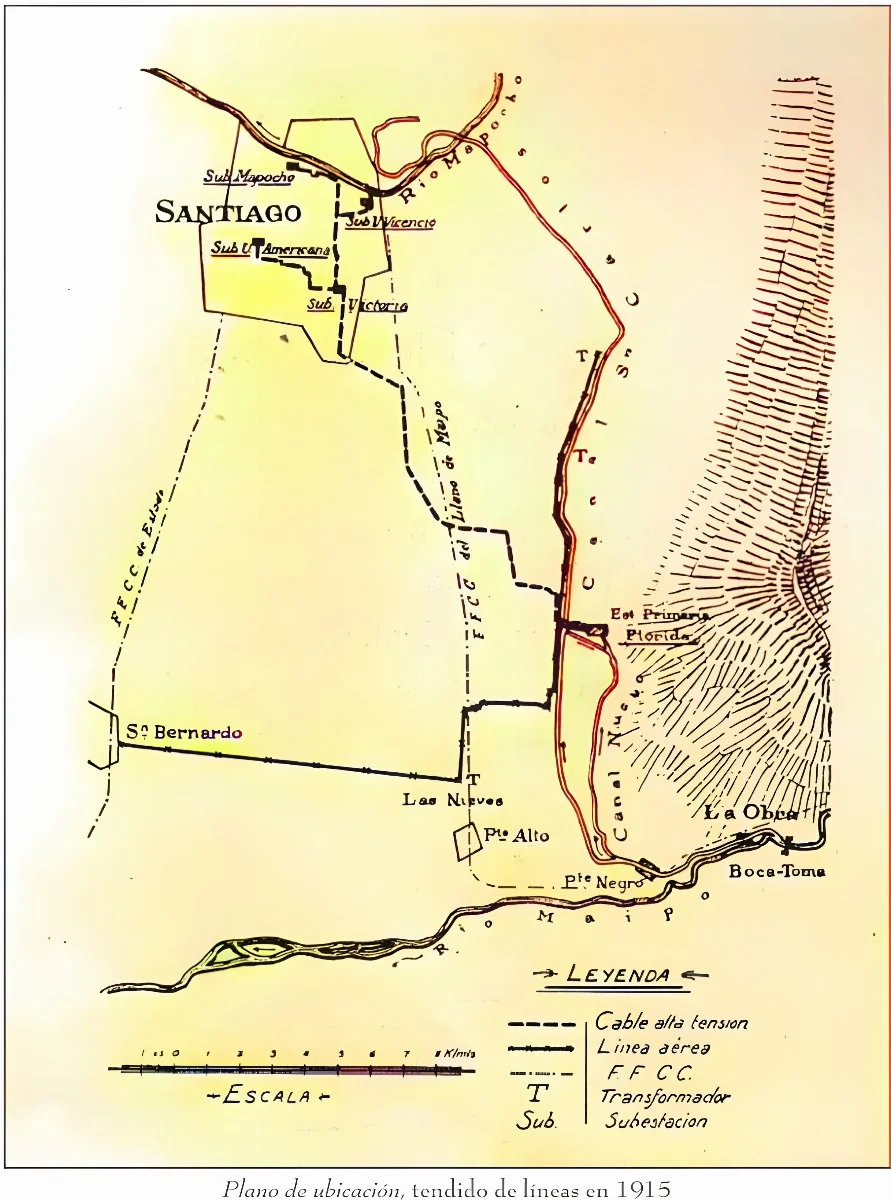 Canal La Florida plano de ubicación, 1915 — 1915 | Chile de Ayer