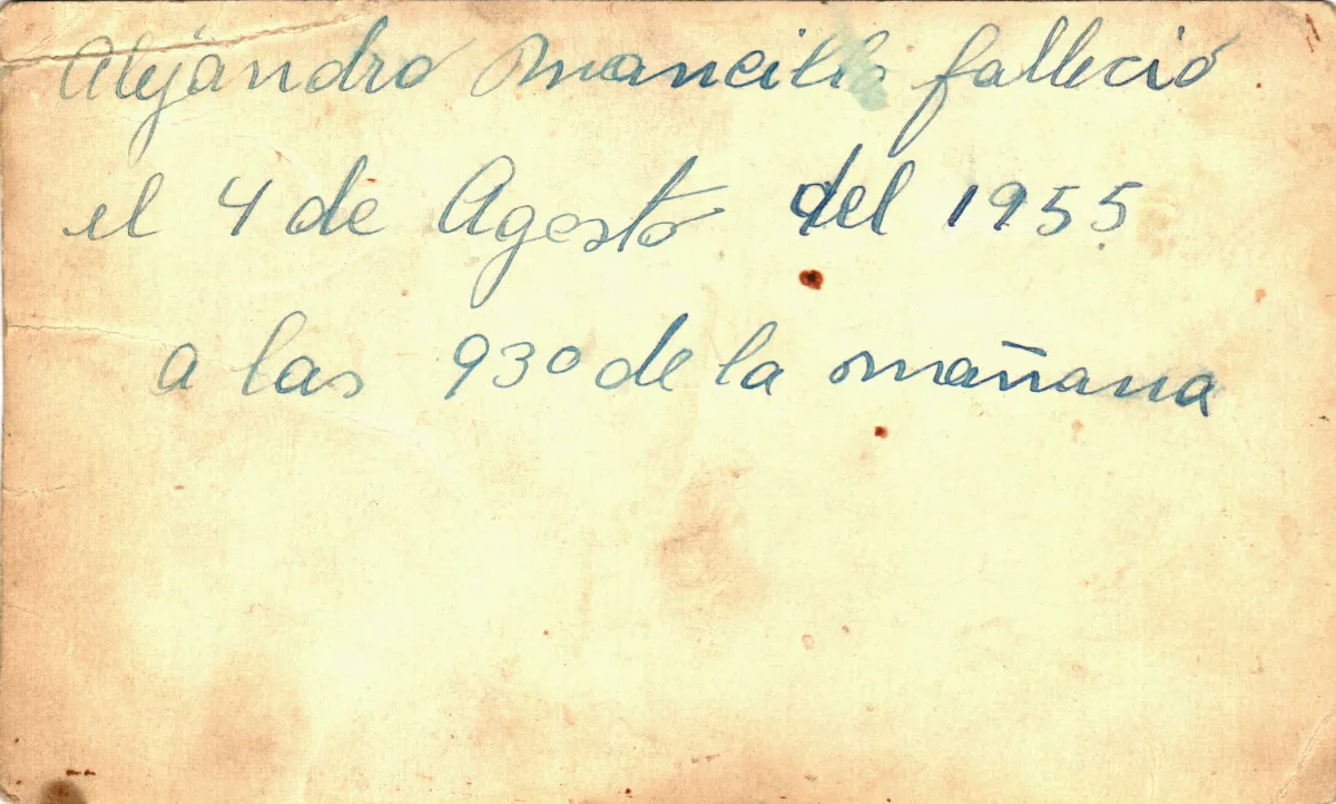 Reverso foto, Funeral Alejandro Mansilla — Santiago — 1955 | Chile de Ayer