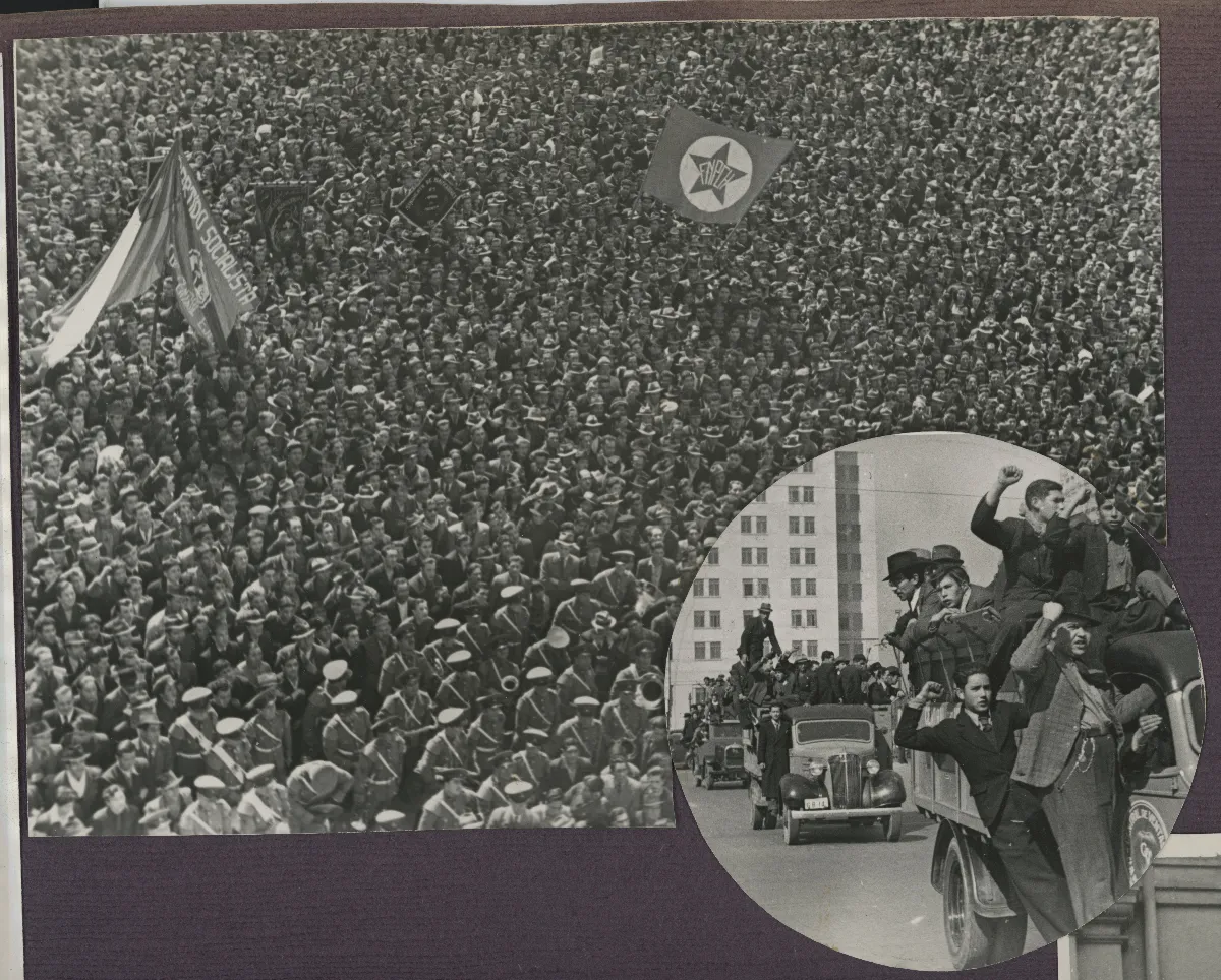 El pueblo de Chile celebrando la ascensión al mando del Presidente Pedro Aguirre Cerda — Santiago — 1938 | Chile de Ayer