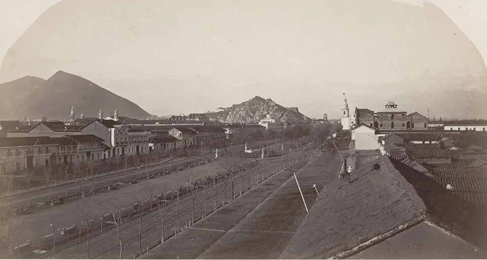 Irreconocible: La Alameda de Santiago en el año 1867 — Alameda de las Delicias — 1867 | Chile de Ayer