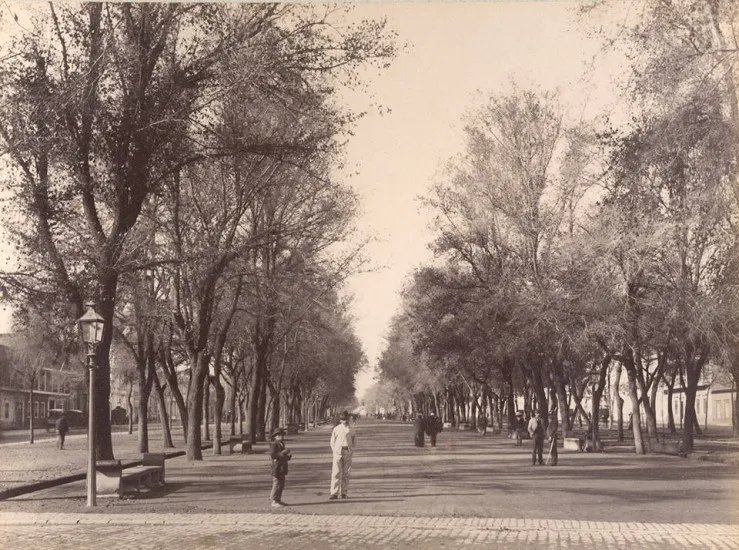 Bandejón central de la Alameda de Santiago en 1900 — 1900 | Chile de Ayer