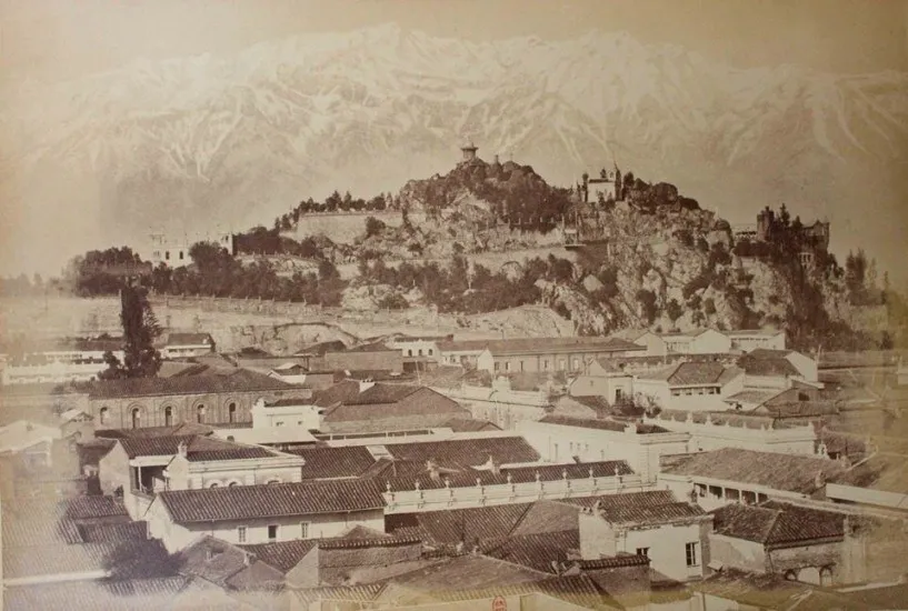 Vista del Cerro Santa Lucía en 1883 — 1883 | Chile de Ayer