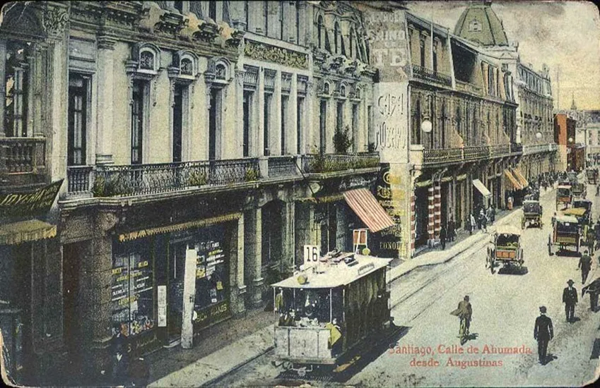 Calle de Ahumada desde Agustinas a principios de Siglo XX. — 1900 | Chile de Ayer