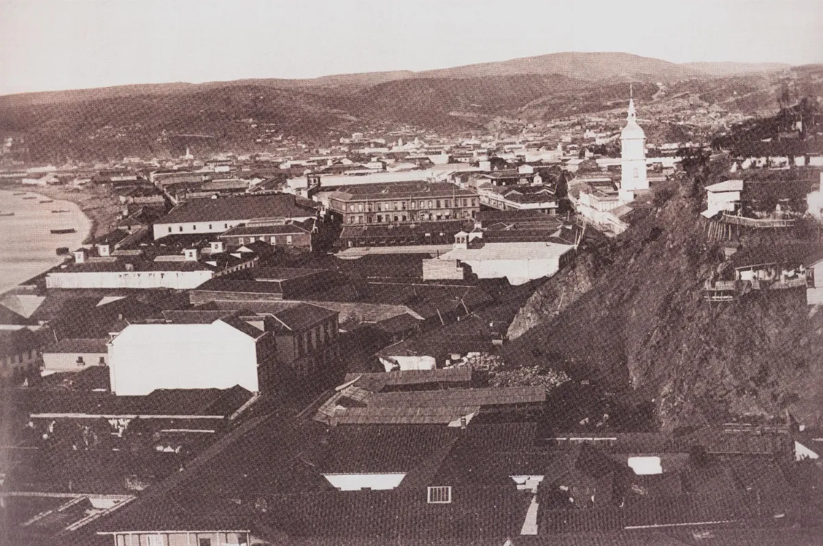 Vista barrio El Almendral en Valparaíso año 1864 — Barrio El Almendral — 1864 | Chile de Ayer