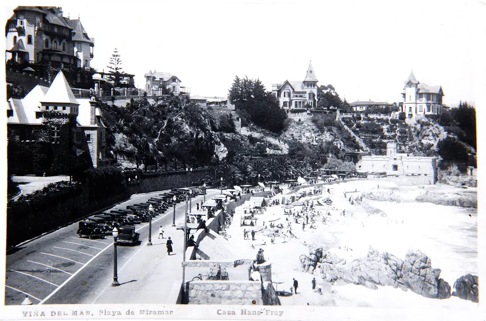 Viña del Mar, playa de Miramar circa 1920 — Playa Miramar — 1920 | Chile de Ayer